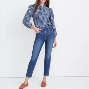 Madewell High Rise Stovepipe Jeans in Dearham Wash Denim Classic